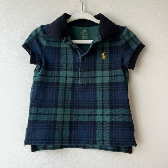 Polo by Ralph Lauren Toddler Girl’s 2T Green Blue Black Plaid Tartan Polo - Picture 1 of 10